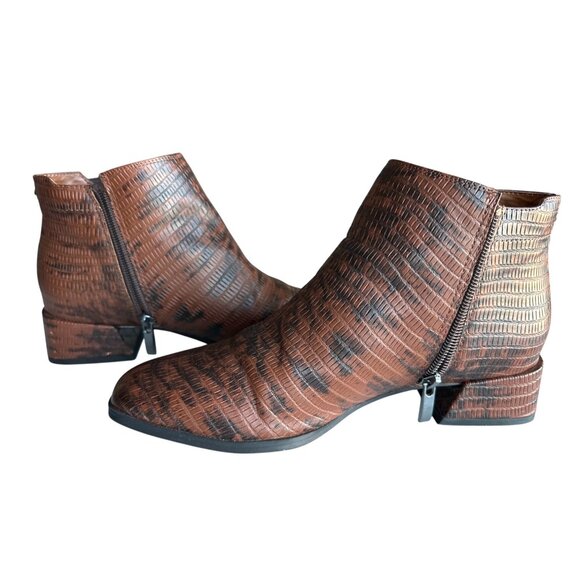 Franco Sarto Nico Brown Faux Snake Leather Ankle Booties Side Zipper Size 8 - Picture 8 of 8